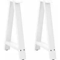 vidaXL Pieds de table de salle à manger en forme de A 2 pcs. Blanc 60x(72-73) cm Acier