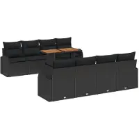 vidaXL Ensemble de canapé de jardin avec coussins 7 pcs noir