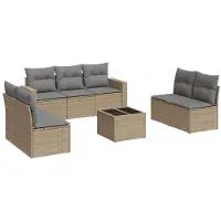 vidaXL Ensemble de jardin canapé 8 pièces avec coussins Beige Poly Rattan