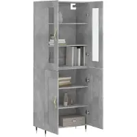 vidaXL Highboard gris béton 69,5x34x180 cm Bois composite