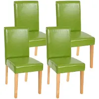 Mendler Lot de 4 chaises de séjour Littau simili-cuir, vert, pieds clairs