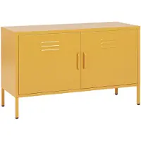 Beliani Buffet En Métal Jaune 2 Portes Uria