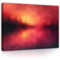 WALLARENA Impression sur toile abstrait noir rouge moderne 60x40 cm xxl tableau décoration deco murale intissée pour salon chambre cuisine