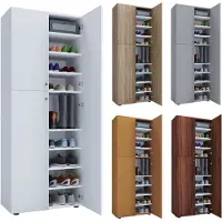VCM XXL bois Grande armoire à chaussures Commode à chaussures Étagère à chaussures Bottes Grande Lona 9 compartiments
