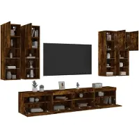 vidaXL Meuble TV 7 pièces avec lampes LED chêne fumé