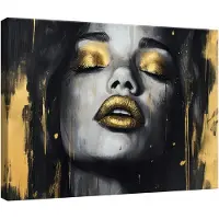 WALLARENA Impression sur toile abstrait femme moderne 100x75 cm xxl tableau décoration deco murale intissée pour salon chambre cuisine