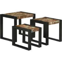 vidaXL Tables gigognes Marron et noir Bois massif de récupération