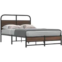vidaXL Cadre de lit sans matelas 135x190 cm brun imitation chêne