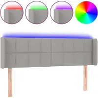 vidaXL Tête de lit LED gris clair 147x16x78/88 cm Tissu