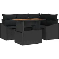 vidaXL Ensemble de canapé de jardin , 5 pièces, noir, en résine tressée