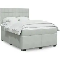 vidaXL Lit boxspring avec matelas gris clair 140x190 cm velours