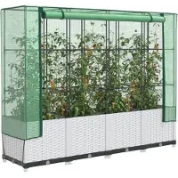 vidaXL Lit surélevé avec serre aspect rotin 160x40x138 cm