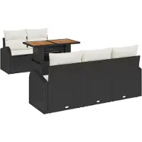 vidaXL Ensemble de canapé de jardin avec coussins 6 pcs noir et crème