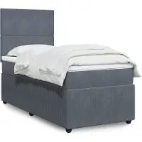 vidaXL Lit boxspring avec matelas gris foncé 90x190 cm velours