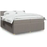vidaXL Lit boxspring avec matelas Taupe 200x200 cm Tissu