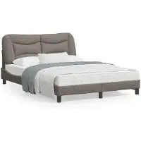 vidaXL Cadre de lit avec LED sans matelas "Hvar" Taupe 140x200 cm Tissu