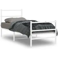 DKD Home Decor Cadre de lit avec tête et pied de lit en métal blanc 80x200 cm