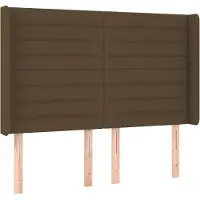 vidaXL Tête de lit avec oreilles brun foncé 147x16x118/128 cm Tissu