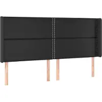 vidaXL Tête de lit avec oreilles Noir 203x16x118/128 cm Similicuir
