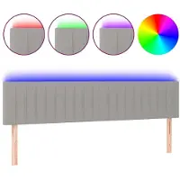 vidaXL Tête de lit LED gris clair 200x5x78/88 cm Tissu