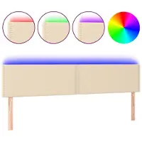 vidaXL Tête de lit LED Crème 180x5x78/88 cm Tissu