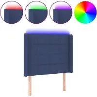 vidaXL Tête de lit LED bleue 103x16x118/128 cm Tissu