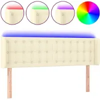 vidaXL Tête de lit LED Crème 147x16x78/88 cm Similicuir