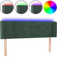 vidaXL Tête de lit LED vert foncé 147x16x78/88 cm velours