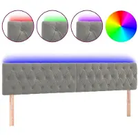 vidaXL Tête de lit LED gris clair 180x7x78/88 cm velours