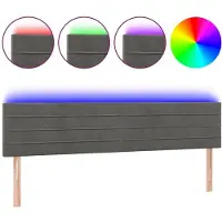 vidaXL Tête de lit LED gris foncé 200x5x78/88 cm velours