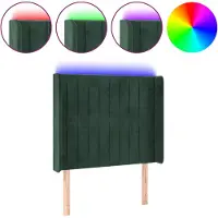 vidaXL Tête de lit LED vert foncé 103x16x118/128 cm velours