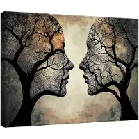 WALLARENA Impression sur toile femme beige abstrait moderne 120x80 cm xxl tableau décoration deco murale intissée pour salon chambre cuisine