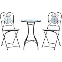 vidaXL Ensemble de mosaïque bistrot bleu et blanc fer et céramique