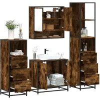 vidaXL Ensemble de meubles de salle de bain 4 pièces chêne fumé bois composite