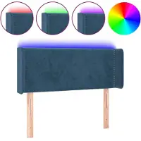 vidaXL Tête de lit LED bleu foncé 103x16x78/88 cm velours