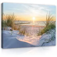 WALLARENA Impression sur toile mer plage moderne 60x40 cm xxl tableau décoration deco murale intissée pour salon chambre cuisine