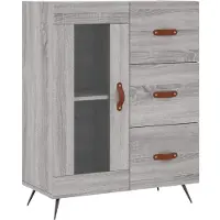 vidaXL Highboard Gris Sonoma 69,5x34x180 cm Matériau dérivé du bois