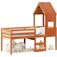 vidaXL Lit surélevé avec toit brun cireux 90x190 cm pin massif