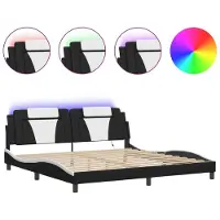 vidaXL Cadre de lit avec LED noir et blanc 200x200 cm similicuir