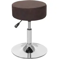 Mendler Tabouret HWC-C22, hauteur réglable Ø 35 cm imitiation daim brun foncé vintage