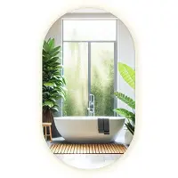 Tulup Miroir Ovale avec éclairage LED avec Lumière LED Design 46x80 cm lumière chaude Mural Miroir de maquillage de maquilleur pour Salle de bain Salon Chambre à coucher Dressing