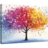 WALLARENA Tableau déco abstrait arbre moderne 120x80 cm xxl Impression sur toile deco murale intissée pour salon chambre cuisine