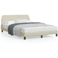 vidaXL Cadre de lit "Dover" Crème 140x190 cm Tissu