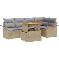 vidaXL Ensemble de salon de jardin , 6 pièces, beige et gris clair