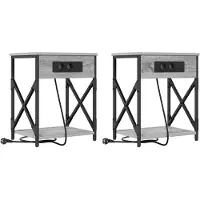 vidaXL Table de nuit avec station de chargement 2 pcs Sonoma gris
