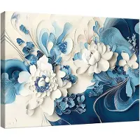 WALLARENA Impression sur toile abstrait fleurs moderne 100x75 cm xxl tableau décoration deco murale intissée pour salon chambre cuisine