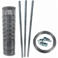 Aquagart 150m de clôture à gibier Clôture forestière Clôture de pâturage Grillage lourd 200/22/15+ poteaux + fil de tension