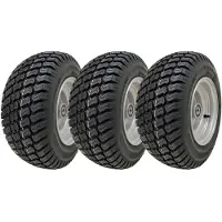 Parnells 16x6.50-8 Grass Lawnmower Wheel 4ply P332 Tyre Steel Rim 20mm Bearing (Set of 3)