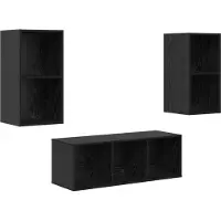 vidaXL Ensemble de meubles TV 3 pcs Noir imitation chêne Matériau dérivé du bois