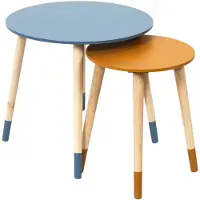 Home Deco Factory Table Gigogne - - Bicolore - Bleu et Jaune